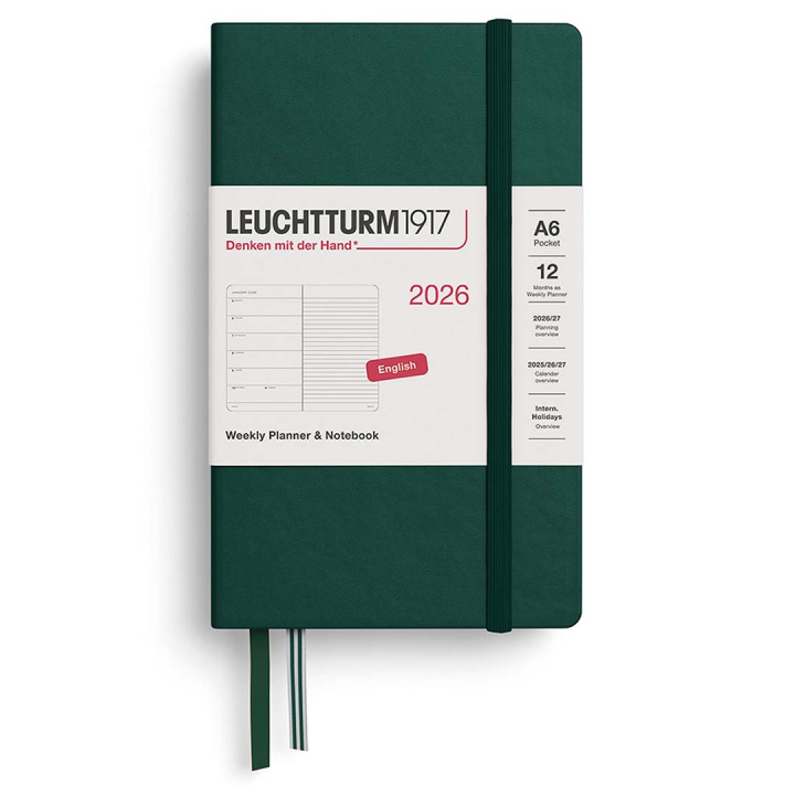 Kalender Weekly Planner & Notebook 2026 A6 Forest Green i gruppen Papir & Blok / Kalendere / 12 mdr kalendere hos Pen Store (136235)