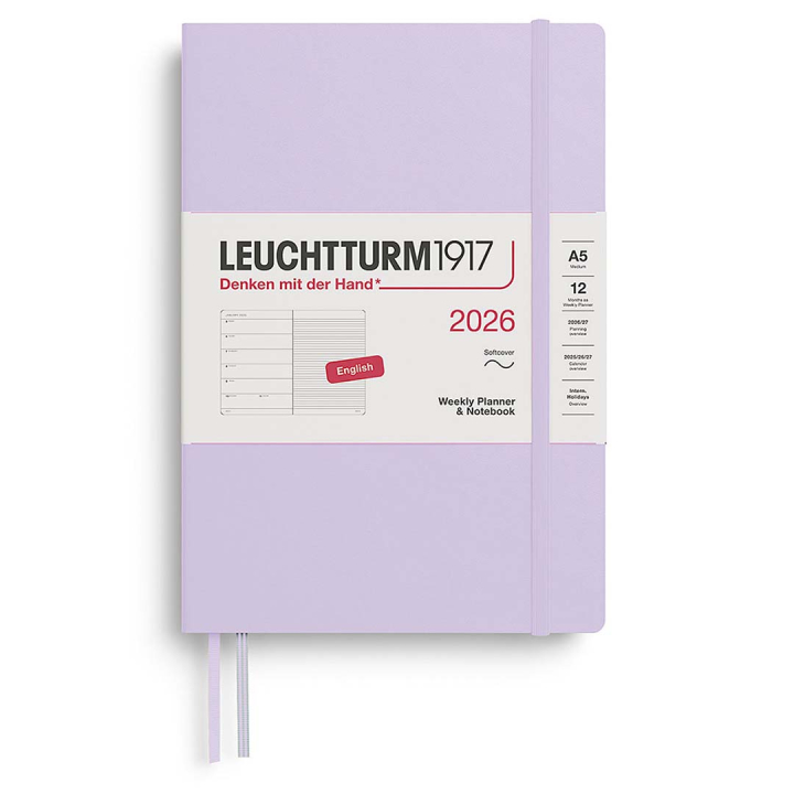 Kalender Weekly Planner & Notebook 2026 A5 Soft Cover Lilac i gruppen Papir & Blok / Kalendere / 12 mdr kalendere hos Pen Store (136239)