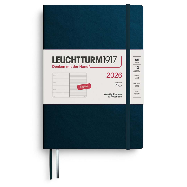 Kalender Weekly Planner & Notebook 2026 A5 Soft Cover Deep Sea i gruppen Papir & Blok / Kalendere / 12 mdr kalendere hos Pen Store (136247)