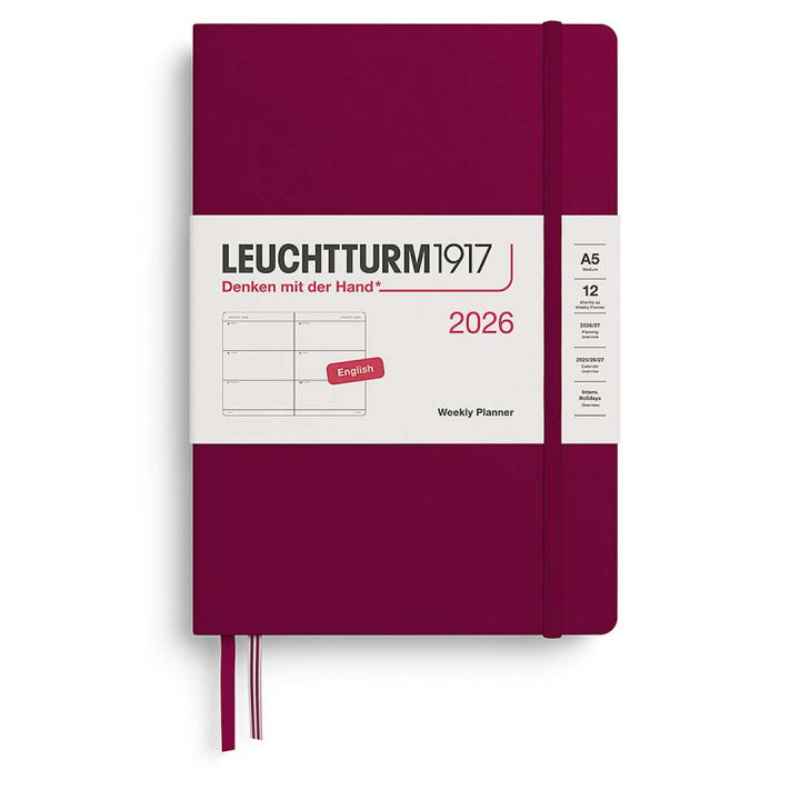 Kalender Weekly Planner 2026 A5 Port Red i gruppen Papir & Blok / Kalendere / 12 mdr kalendere hos Pen Store (136253)
