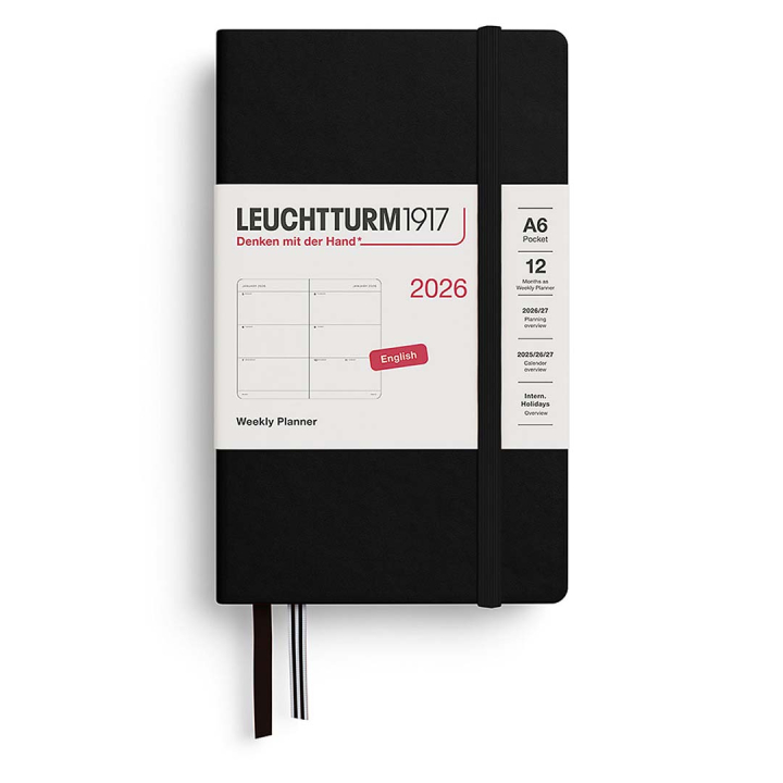 Kalender Weekly Planner 2026 A6 Black i gruppen Papir & Blok / Kalendere / 12 mdr kalendere hos Pen Store (136259)