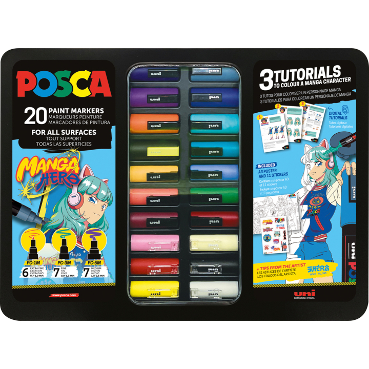 Posca Manga Hero 20-sæt i gruppen Penne / Kunstnerpenne / Akrylmarkers hos Pen Store (136281)