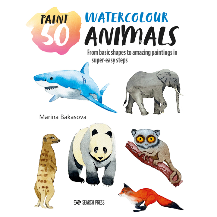 Paint 50: Watercolour Animals i gruppen Hobby & Kreativitet / Bøger / Instruktionsbøger hos Pen Store (136319)