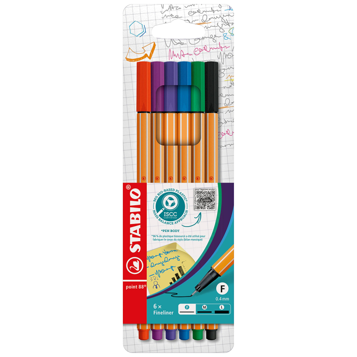 Point 88 Fineliner 6-pak i gruppen Penne / Skrive / Fineliners hos Pen Store (136790)