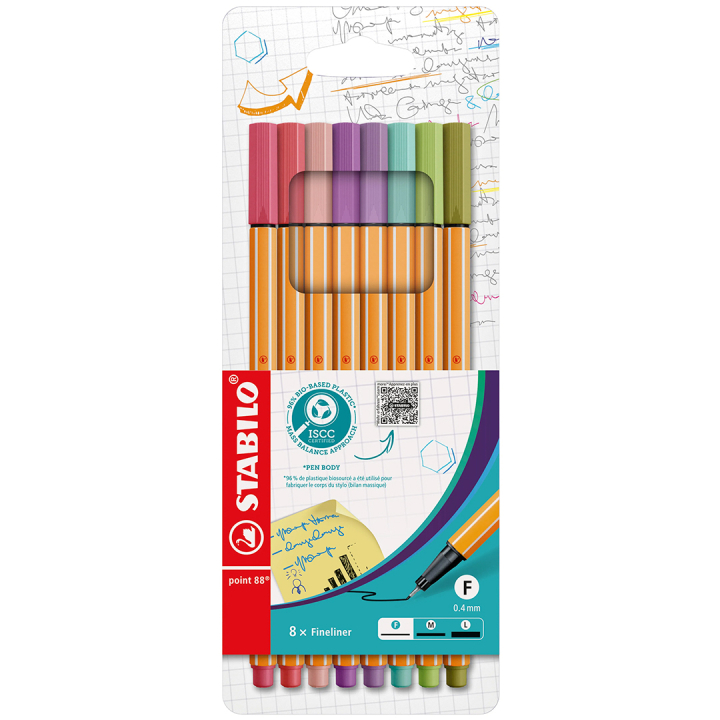 Point 88 Fineliner 8-pak i gruppen Penne / Skrive / Fineliners hos Pen Store (136795)