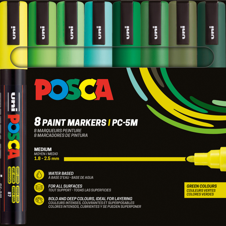 PC-5M Green Colours 8-sæt i gruppen Penne / Kunstnerpenne / Illustrationmarkers hos Pen Store (137060)