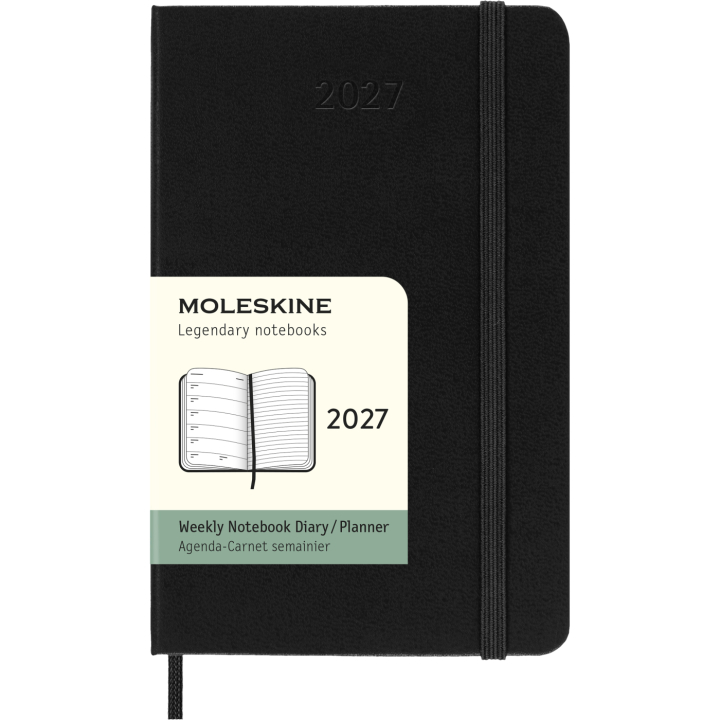 Kalender 12M Weekly Notebook 2027 Hardcover Pocket Black  i gruppen Papir & Blokke / Kalendere / 12 mdr kalendere hos Pen Store (137458)