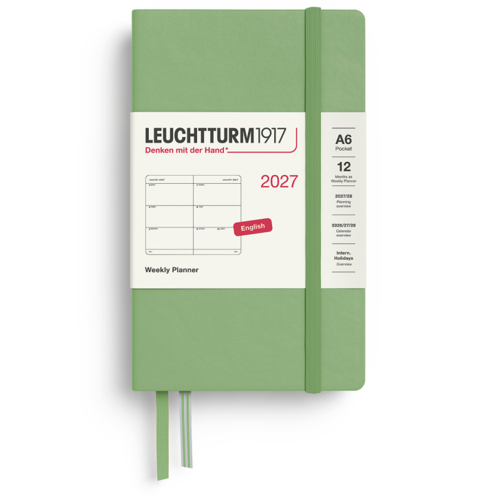 Kalender Weekly Planner 2027 A6 Sage i gruppen Papir & Blokke / Kalendere / 12 mdr kalendere hos Pen Store (137483)