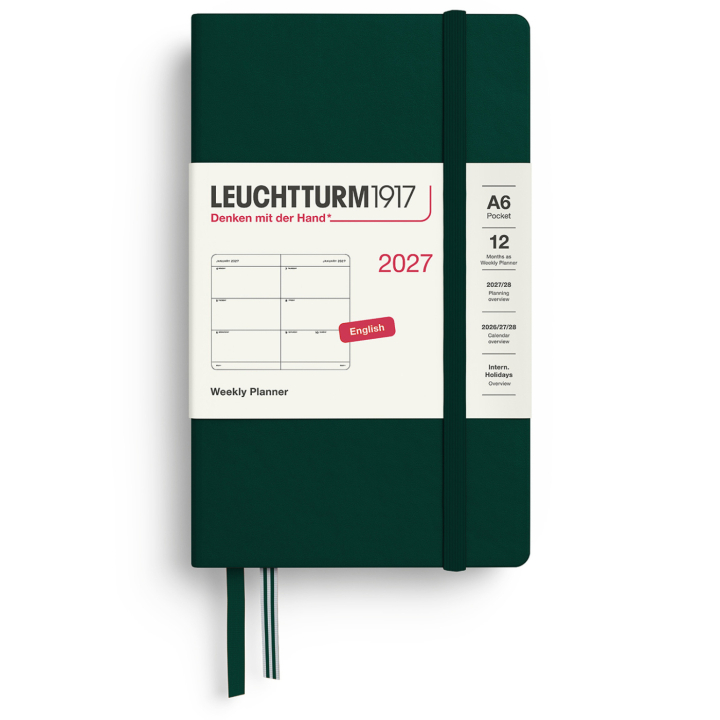 Kalender Weekly Planner 2027 A6 Forest Green i gruppen Papir & Blokke / Kalendere / 12 mdr kalendere hos Pen Store (137484)