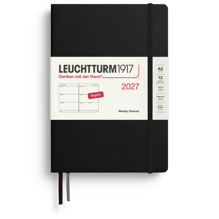 Kalender Weekly Planner 2027 A5 Black i gruppen Papir & Blokke / Kalendere / 12 mdr kalendere hos Pen Store (137486)