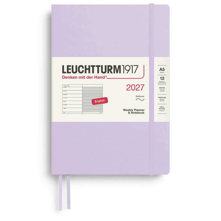 Kalender Weekly Planner & Notebook 2027 A5 Soft Cover Lilac i gruppen Papir & Blokke / Kalendere / 12 mdr kalendere hos Pen Store (137494)