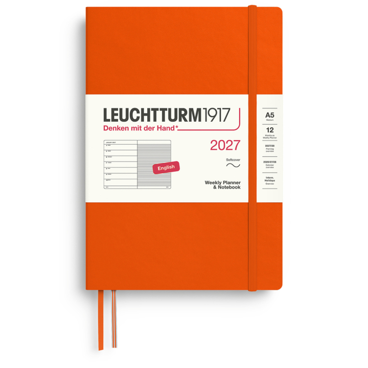 Kalender Weekly Planner & Notebook 2027 A5 Soft Cover Pumpkin i gruppen Papir & Blokke / Kalendere / 12 mdr kalendere hos Pen Store (137498)