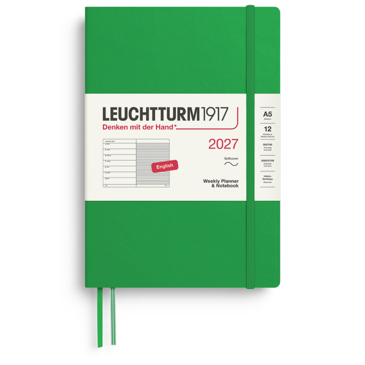 Kalender Weekly Planner & Notebook 2027 A5 Soft Cover Spring Leaf i gruppen Papir & Blokke / Kalendere / 12 mdr kalendere hos Pen Store (137501)
