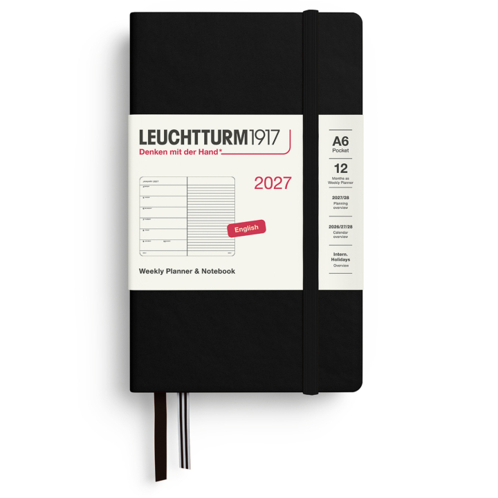 Kalender Weekly Planner & Notebook 2027 A6 Black i gruppen Papir & Blokke / Kalendere / 12 mdr kalendere hos Pen Store (137505)