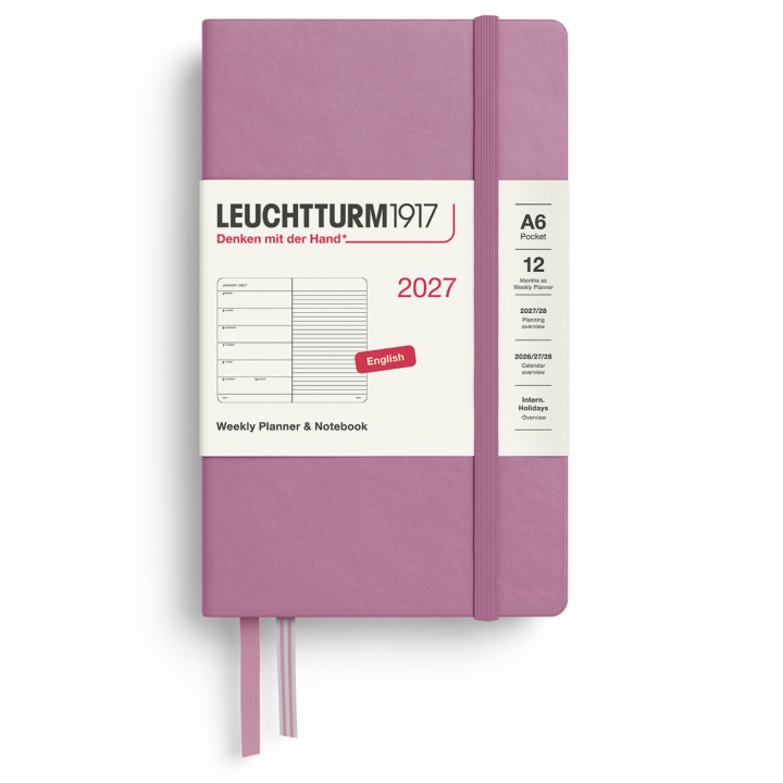 Kalender Weekly Planner & Notebook 2027 A6 Dusty Rose i gruppen Papir & Blokke / Kalendere / 12 mdr kalendere hos Pen Store (137506)