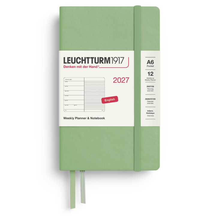 Kalender Weekly Planner & Notebook 2027 A6 Sage i gruppen Papir & Blokke / Kalendere / 12 mdr kalendere hos Pen Store (137509)