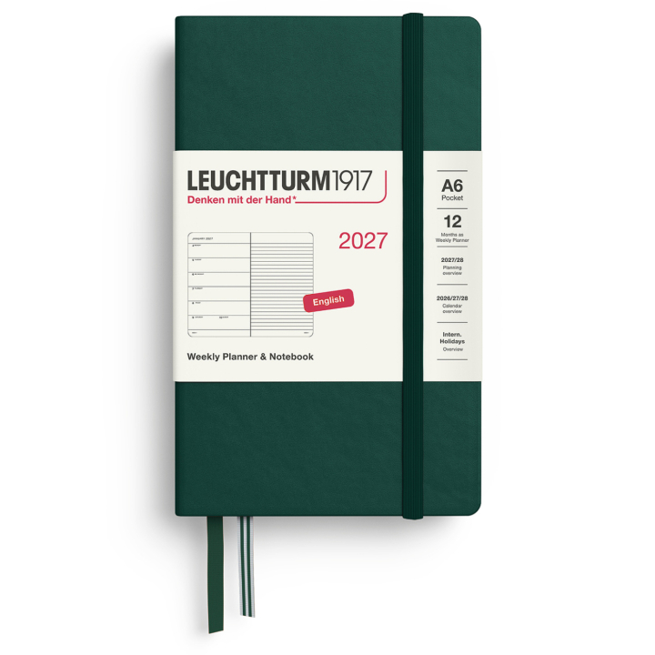 Kalender Weekly Planner & Notebook 2027 A6 Forest Green i gruppen Papir & Blokke / Kalendere / 12 mdr kalendere hos Pen Store (137510)