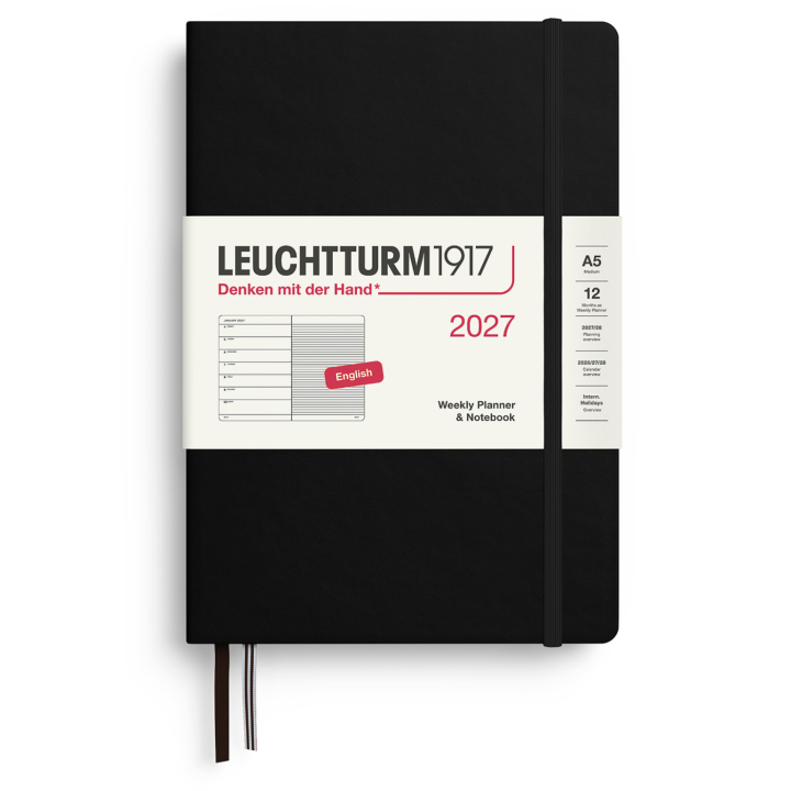 Kalender Weekly Planner & Notebook 2027 A5 Black i gruppen Papir & Blokke / Kalendere / 12 mdr kalendere hos Pen Store (137512)