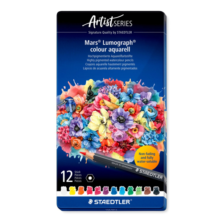 Akvarelblyanter Mars Lumograph 12-sæt i gruppen Penne / Kunstnerpenne / Akvarelblyanter hos Pen Store (137603)