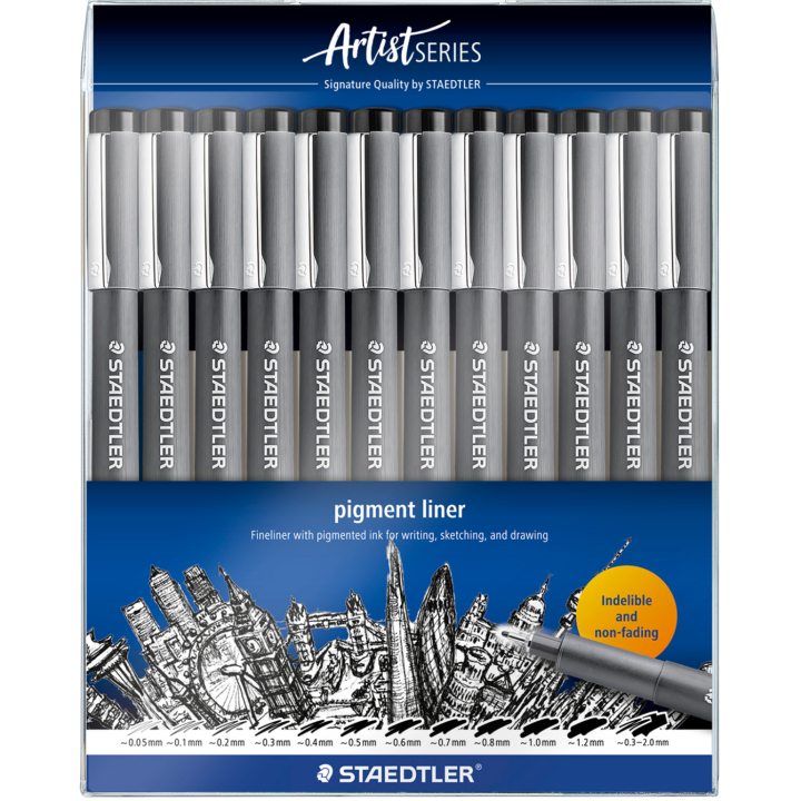 Pigment Liner sæt 12 stk i gruppen Penne / Kunstnerpenne / Fineliners hos Pen Store (137609)