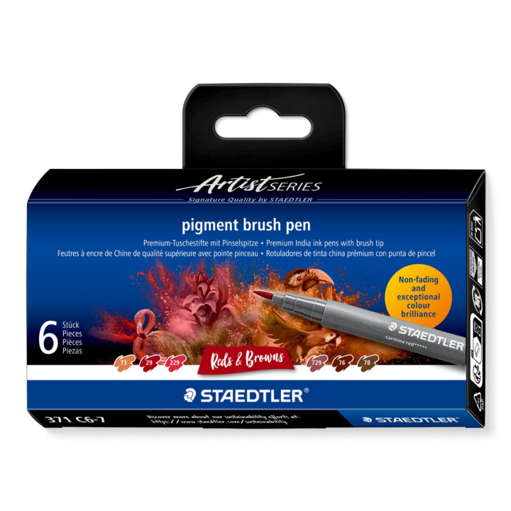 Pigment Arts Brush Pen 6-sæt Red/Brown i gruppen Penne / Kunstnerpenne / Penselpenne hos Pen Store (137617)
