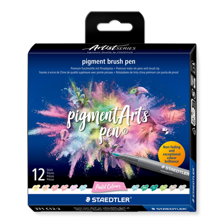Pigment Arts Brush Pen 12-sæt Pastel i gruppen Penne / Kunstnerpenne / Penselpenne hos Pen Store (137621)