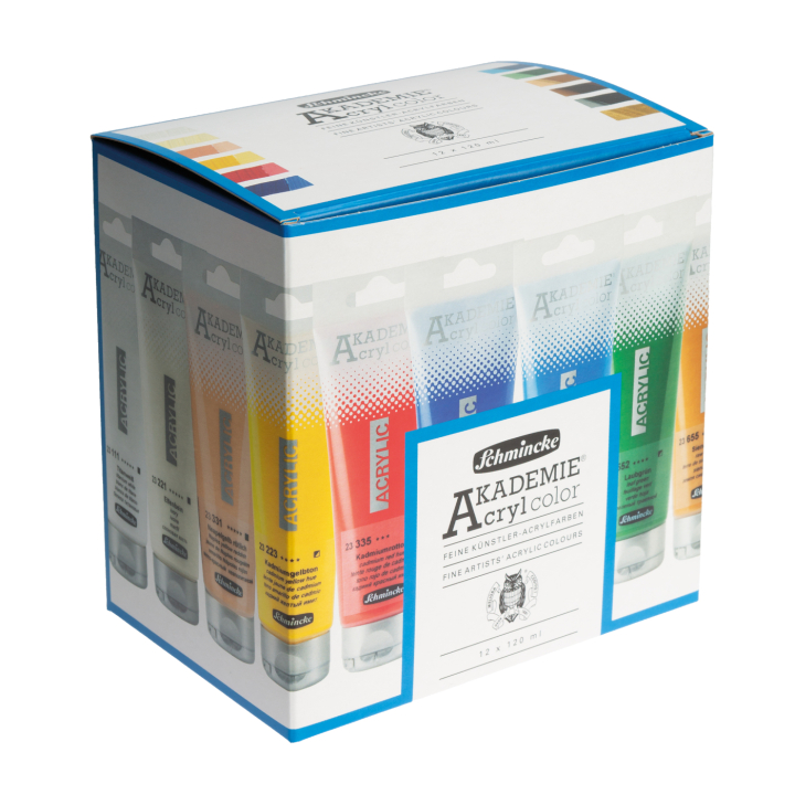 Akademie Akrylmaling 120 ml 12-sæt i gruppen Kunstnerartikler / Kunstnerfarver / Akrylmaling hos Pen Store (137785)
