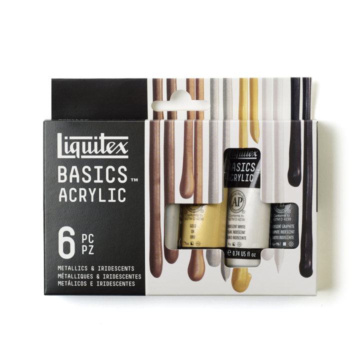 Akrylmaling Metallic & Iridescent Set Tubes 6x22 ml i gruppen Kunstnerartikler / Kunstnerfarver / Akrylmaling hos Pen Store (137840)