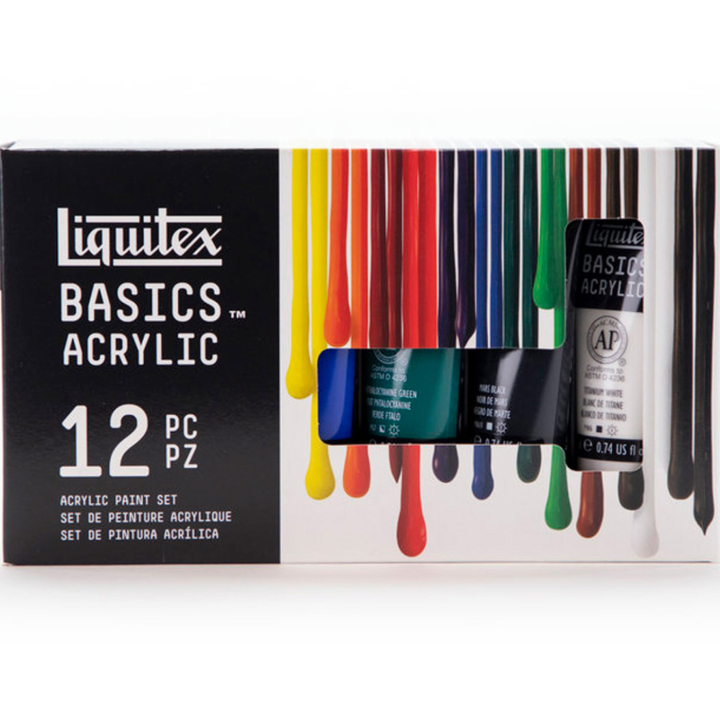 Akrylmaling Basics Set 12x22 ml i gruppen Kunstnerartikler / Kunstnerfarver / Akrylmaling hos Pen Store (137850)