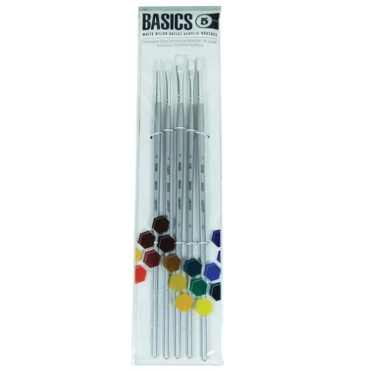 Syntetpensler Akryl Long Handle 5-pak i gruppen Kunstnerartikler / Pensler / Syntetiske pensler hos Pen Store (137852)