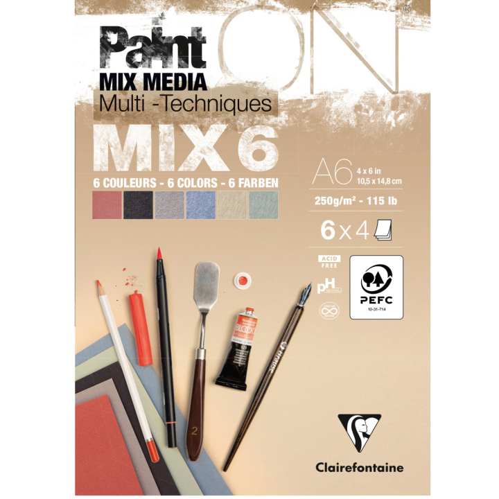 Paint'ON Multiteknik Mix6 A6 i gruppen Papir & Blokke / Kunstnerblokke / Mixed media-blokke hos Pen Store (137962)