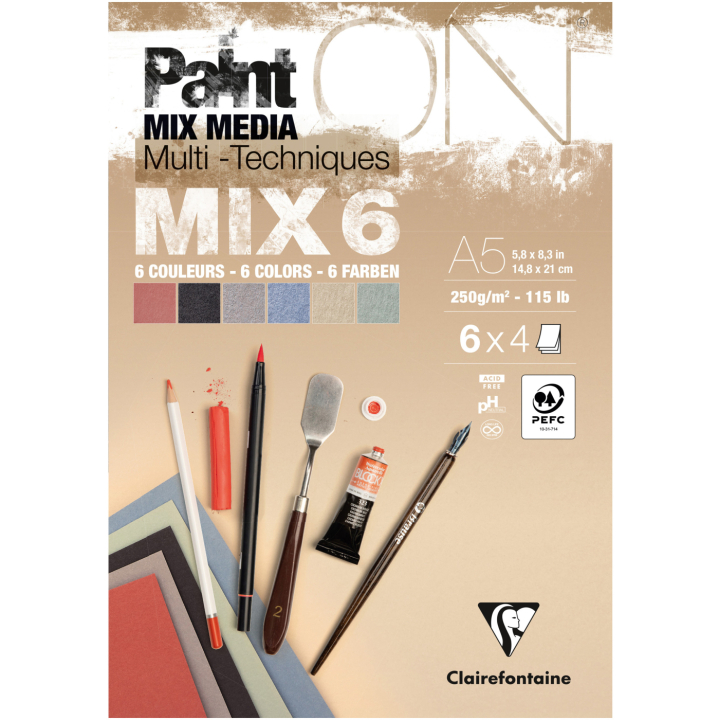 Paint'ON Multiteknik Mix6 A5 i gruppen Papir & Blokke / Kunstnerblokke / Mixed media-blokke hos Pen Store (137963)