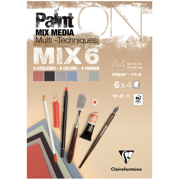 Paint'ON Multiteknik Mix6 A4 i gruppen Papir & Blokke / Kunstnerblokke / Mixed media-blokke hos Pen Store (137964)