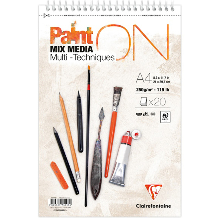 Paint'ON Multiteknik Spiralblok A4 i gruppen Papir & Blokke / Kunstnerblokke / Mixed media-blokke hos Pen Store (137966)