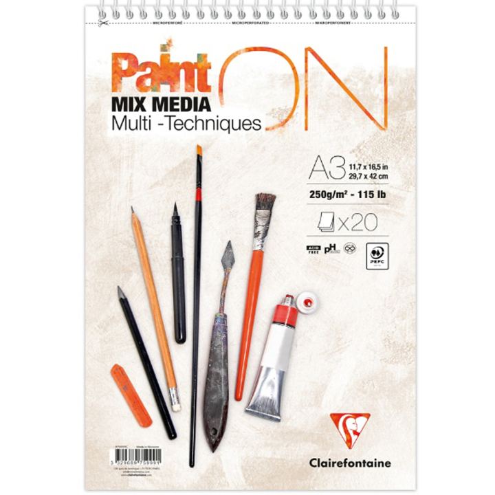 Paint'ON Multiteknik Spiralblok A3 i gruppen Papir & Blokke / Kunstnerblokke / Mixed media-blokke hos Pen Store (137967)