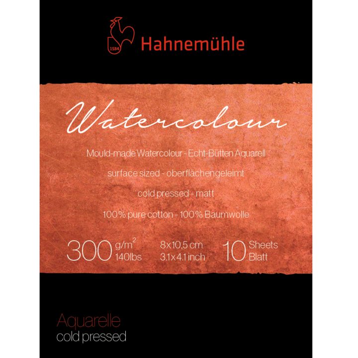 Akvarelblok 300g Cold Pressed 8x10,5 cm i gruppen Papir & Blokke / Kunstnerblokke / Akvarelblokke hos Pen Store (137996)