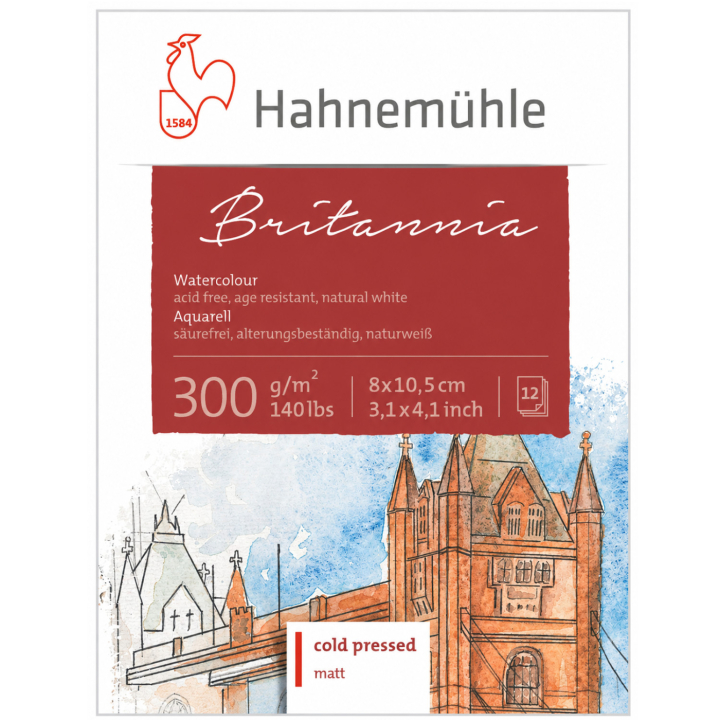 Akvarelblok Britannia 300 g Matt 8 x 10,5 cm i gruppen Papir & Blokke / Kunstnerblokke / Akvarelblokke hos Pen Store (138013)