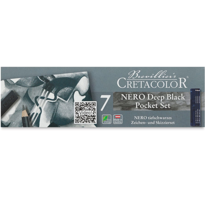 Nero Deep Black sæt 7 delar i gruppen Kunstnerartikler / Kridt og blyanter / Kulblyanter og tegnekul hos Pen Store (138029)