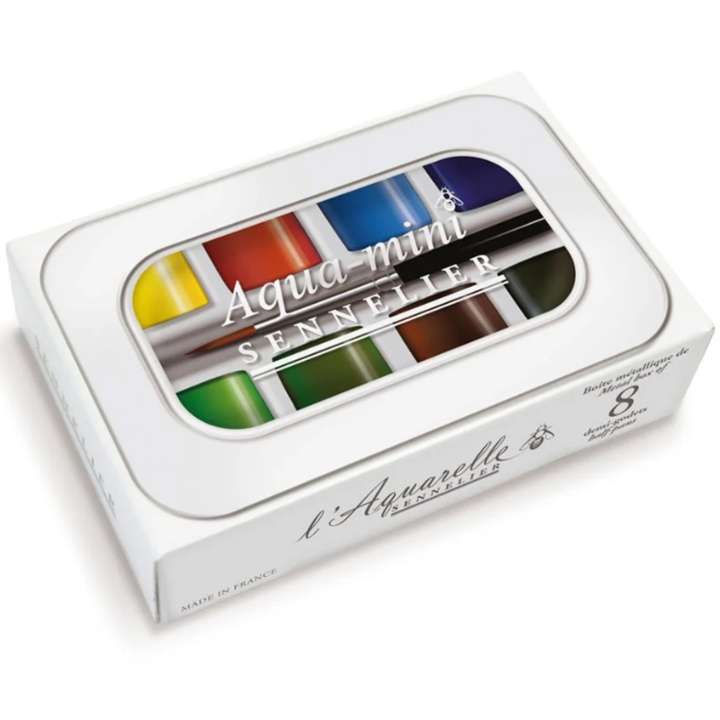 l'Aquarelle Aqua-mini Akvarellset 8 halvkoppar + pensel i gruppen Kunstnerartikler / Kunstnerfarver / Akvarelmaling / Akvarelfarve i kop hos Pen Store (138036)