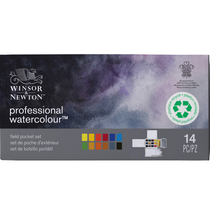 Professional Akvarelfarve 1/2-kop Field Box 12-sæt i gruppen Kunstnerartikler / Kunstnerfarver / Akvarelmaling / Akvarelfarve i kop hos Pen Store (138038)
