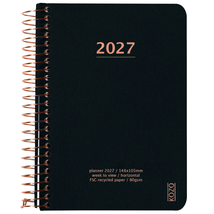 Kalender 2027 A6 Weekly Black i gruppen Papir & Blokke / Kalendere / 12 mdr kalendere hos Pen Store (138273)
