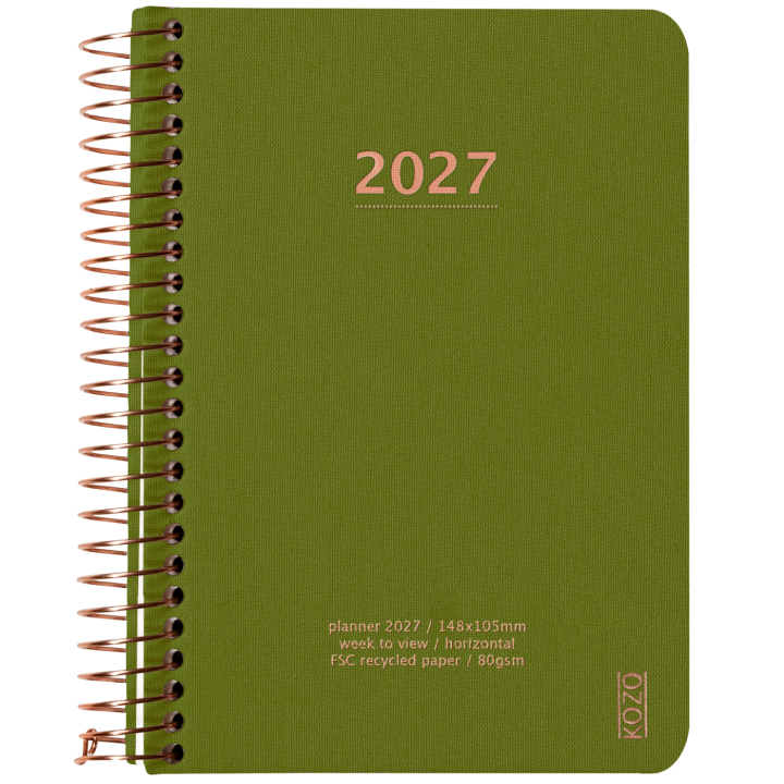 Kalender 2027 A6 Weekly Olive Green i gruppen Papir & Blokke / Kalendere / 12 mdr kalendere hos Pen Store (138278)