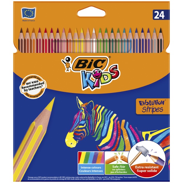 Kids Evolution Stripes Farvepenne 24-pak