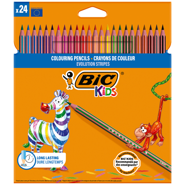 Kids Evolution Stripes Farvepenne 24-pak