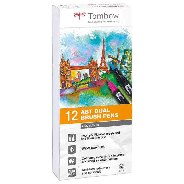 ABT Dual Brush pen 12-set Grey