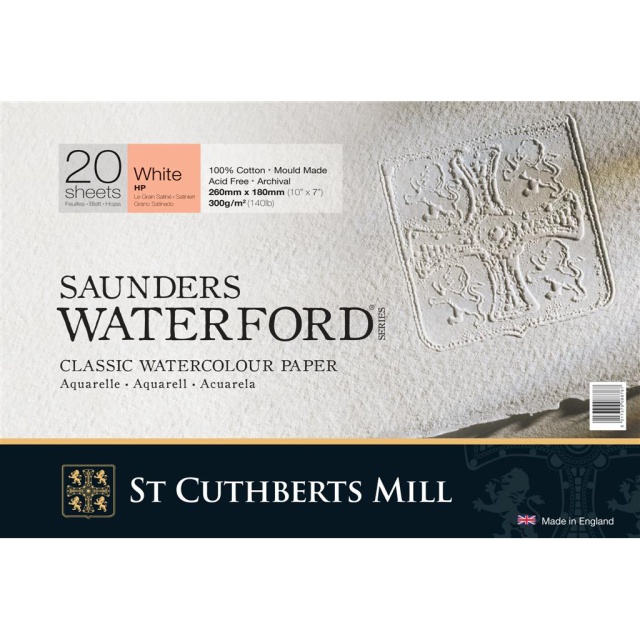 Saunders Waterford Akvarelblok 300 g 26 x 18 cm White HP
