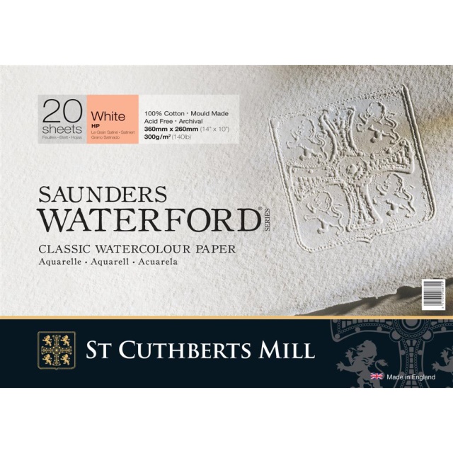 Saunders Waterford Akvarelblok White HP 36x26 cm 300g