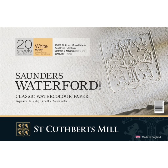 Saunders Waterford Akvarelblok White Rough 26x18 cm 300g
