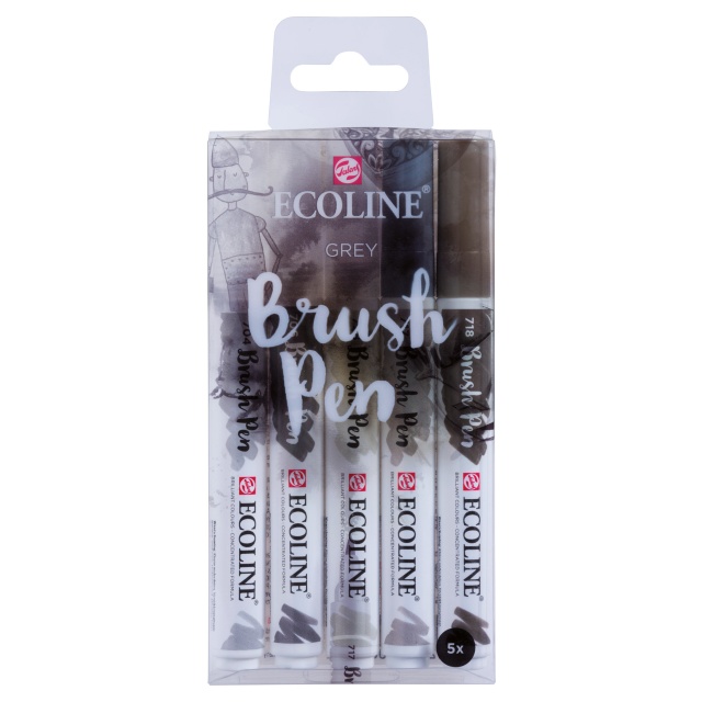 Brush Pen Grey 5-set