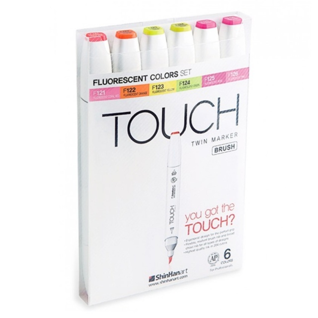 Twin Brush Marker sæt 6 stk Neon Fluorescent